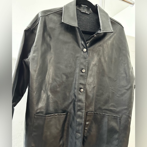 SHEIN leather- like black jacket/ shacket - Picture 7 of 15